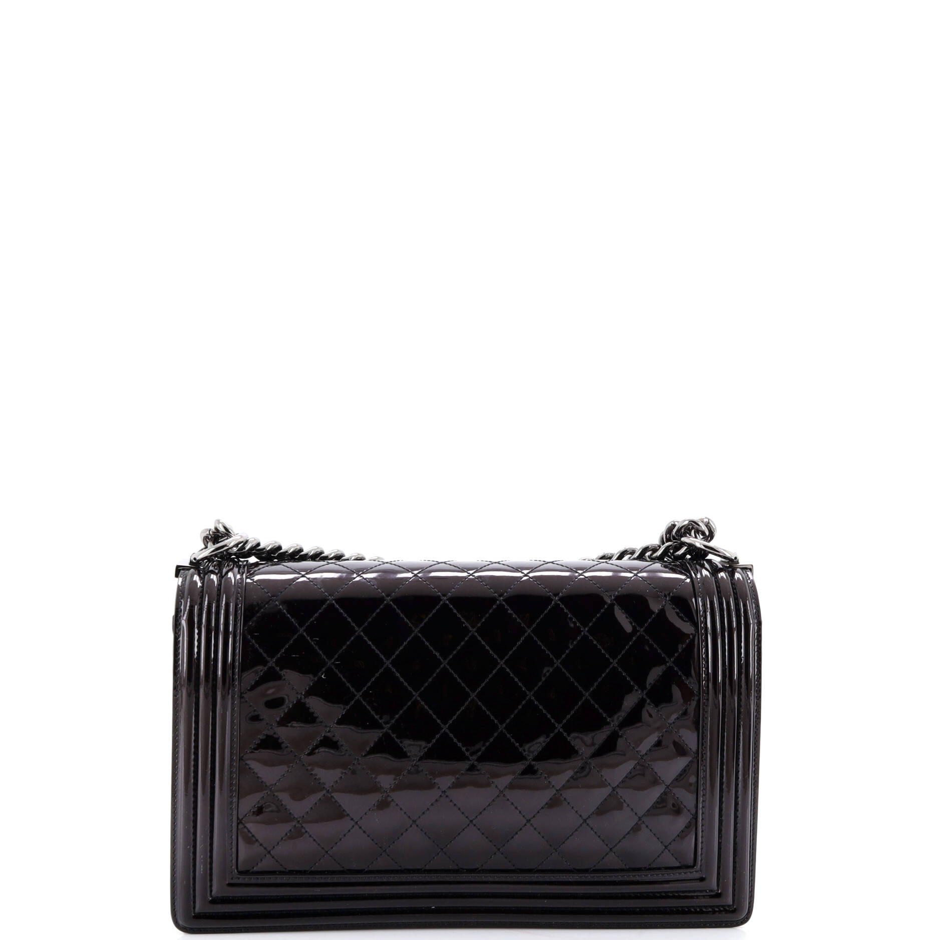 Boy Flap Bag Quilted Patent New Medium