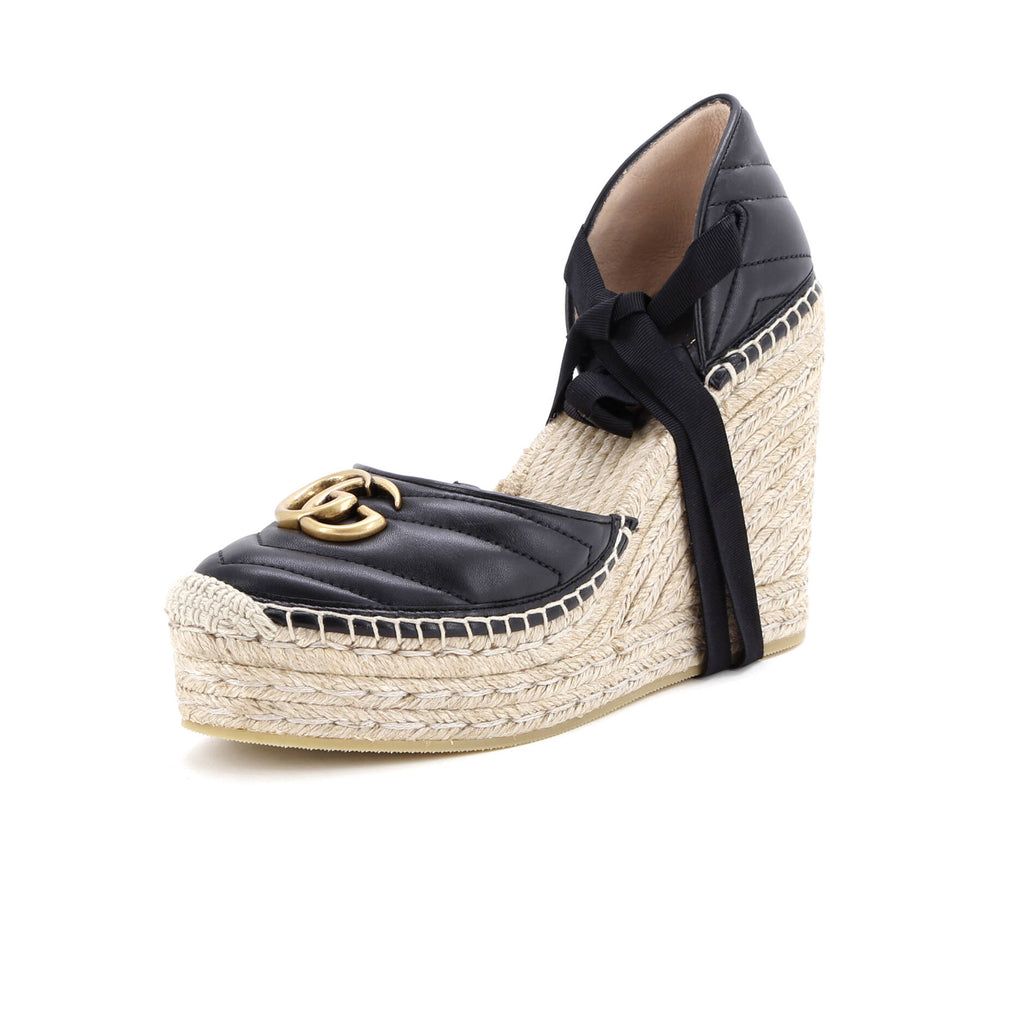 Women's GG Marmont Wedge Espadrilles Matelasse Leather