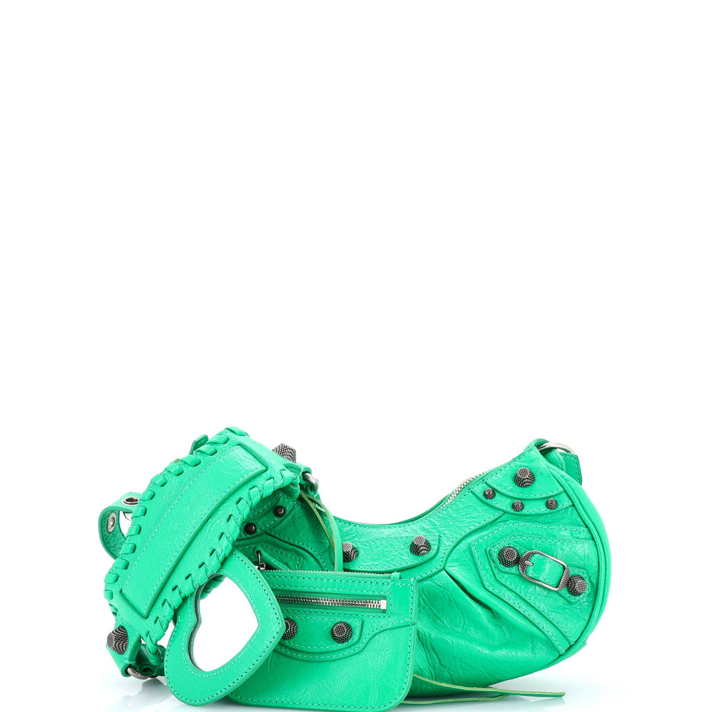 Le Cagole Giant Studs Shoulder Bag Leather XS