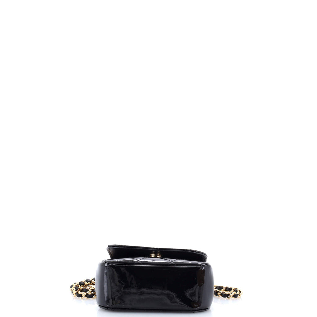 CC Frame Flap Clutch with Chain Quilted Patent