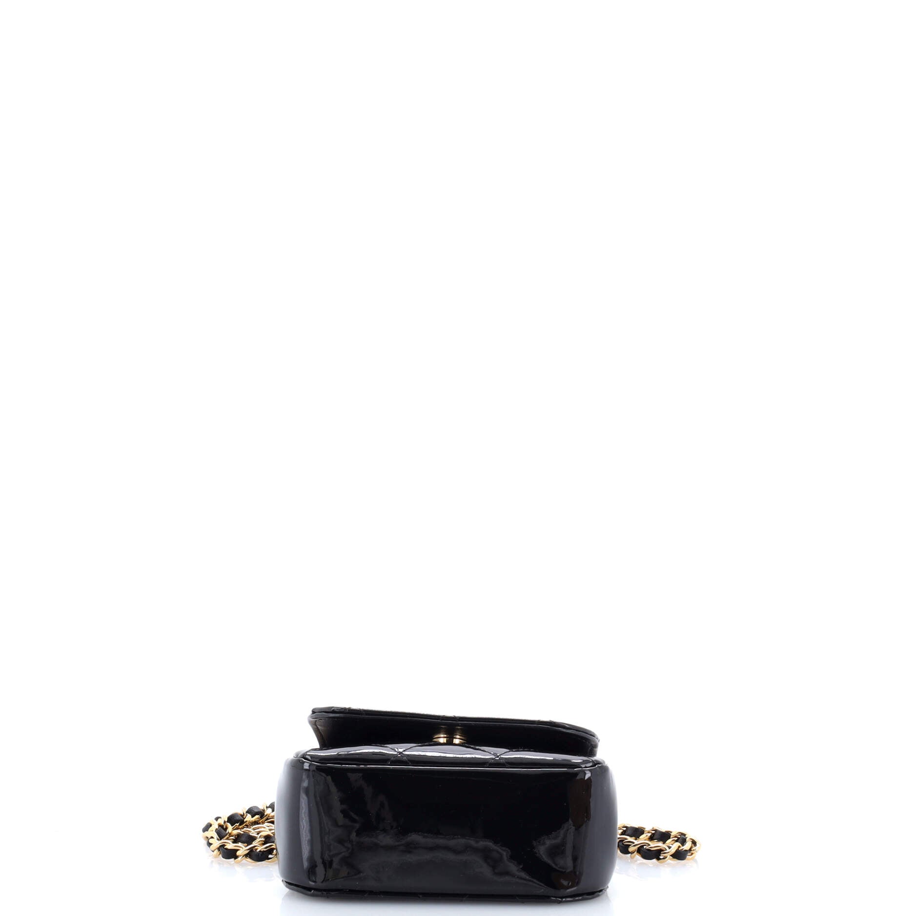 CC Frame Flap Clutch with Chain Quilted Patent
