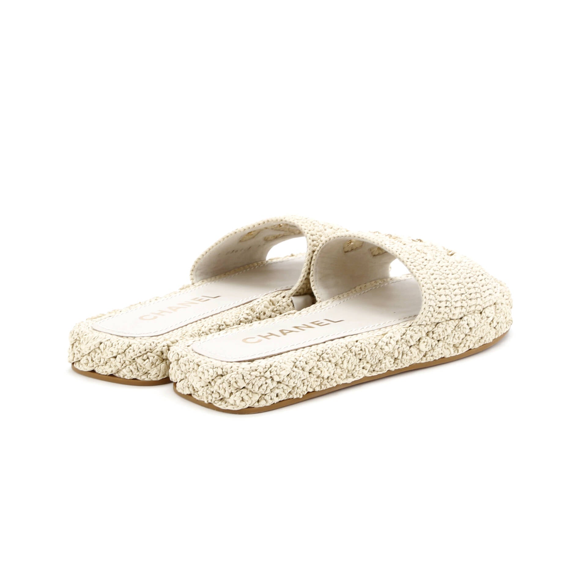 Women's CC Slide Mules Woven Raffia