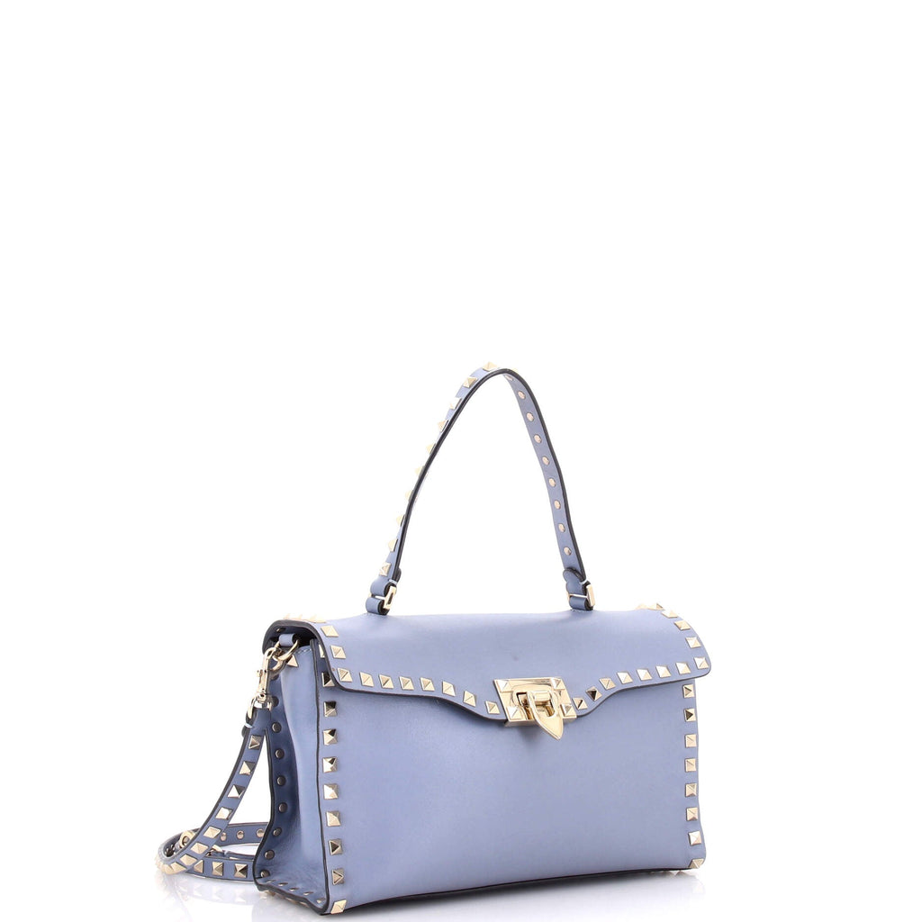 Rockstud Flip Lock Top Handle Bag Leather Small