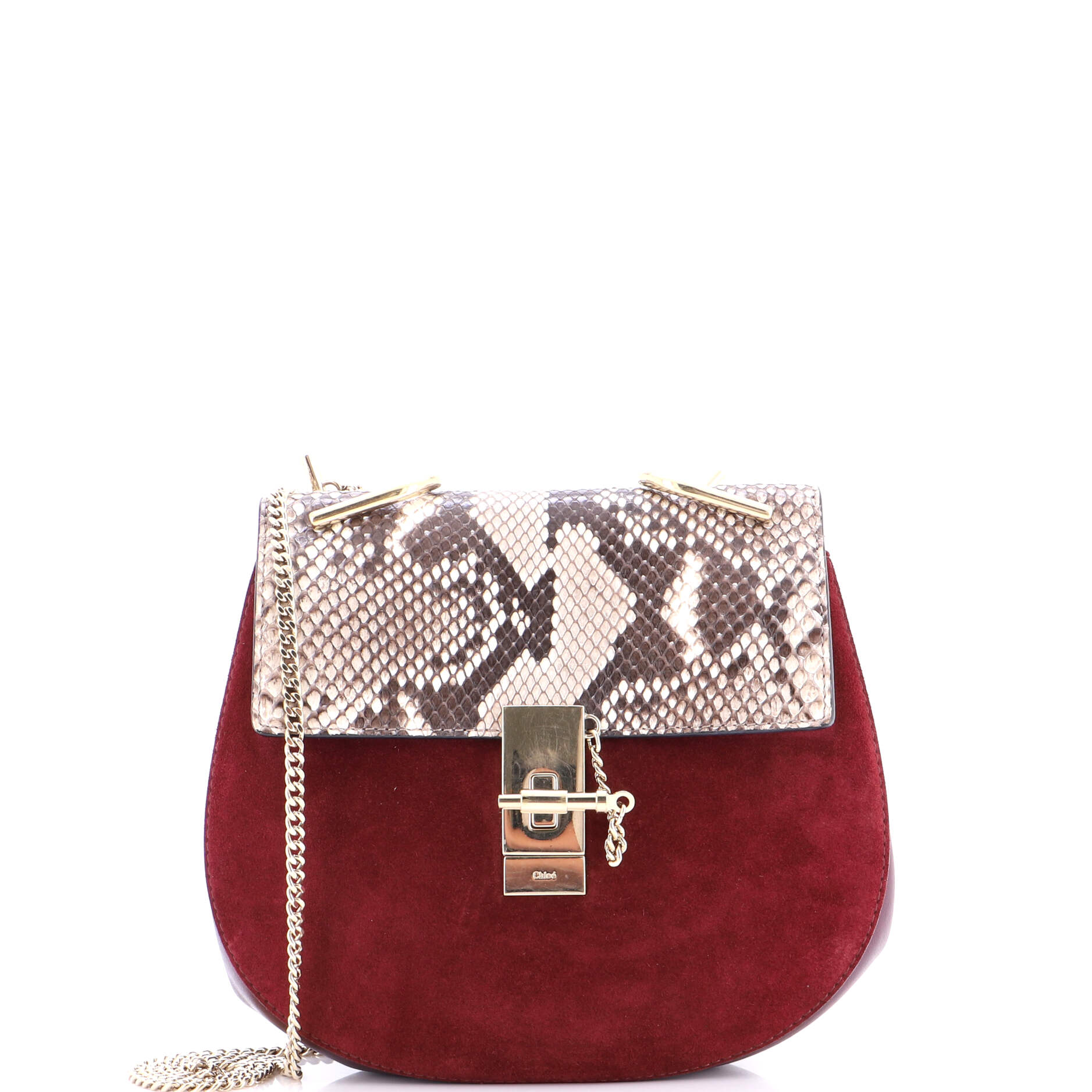 Drew Crossbody Bag Python and Suede Small
