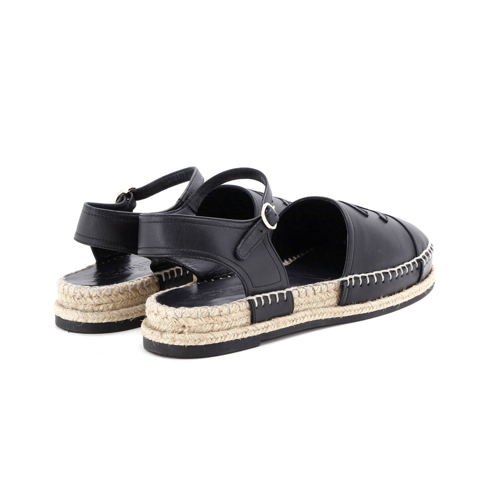 Women's CC Cap Toe Ankle Strap Espadrilles Leather