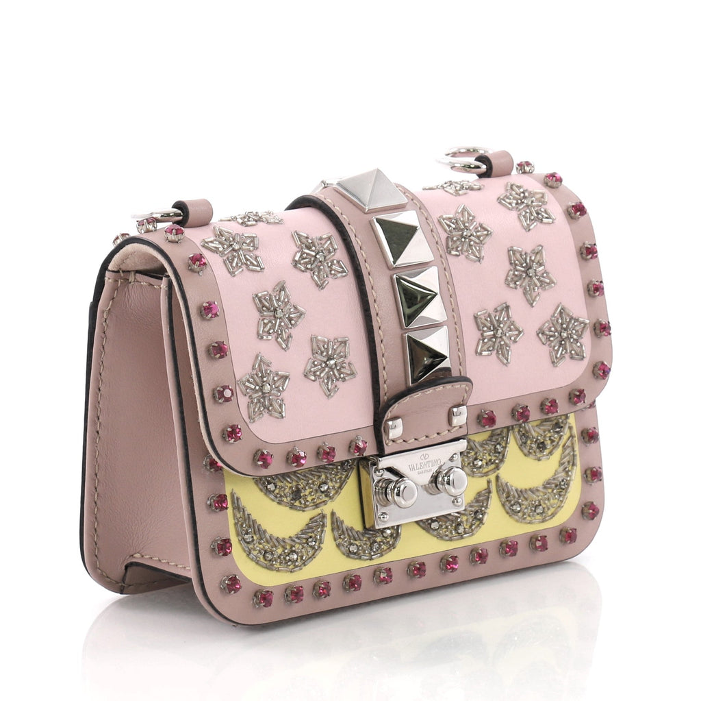 Glam Lock Shoulder Bag Embellished Leather Mini