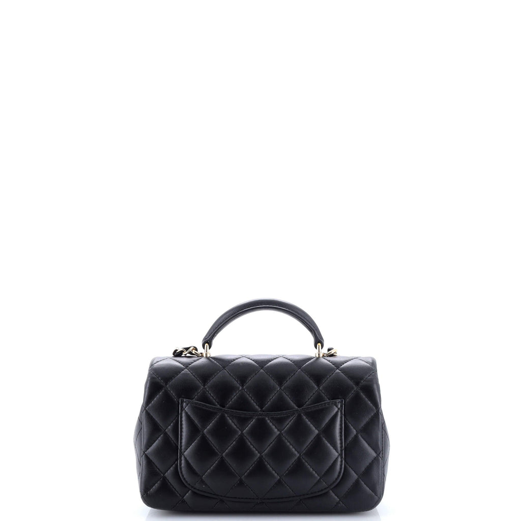 Classic Single Flap Top Handle Bag Quilted Lambskin Mini
