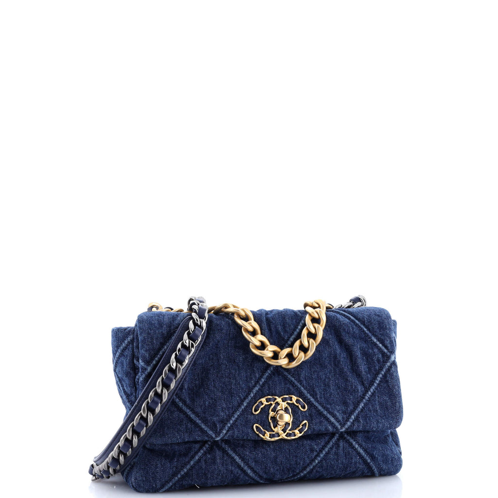 19 Flap Bag Quilted Denim Medium