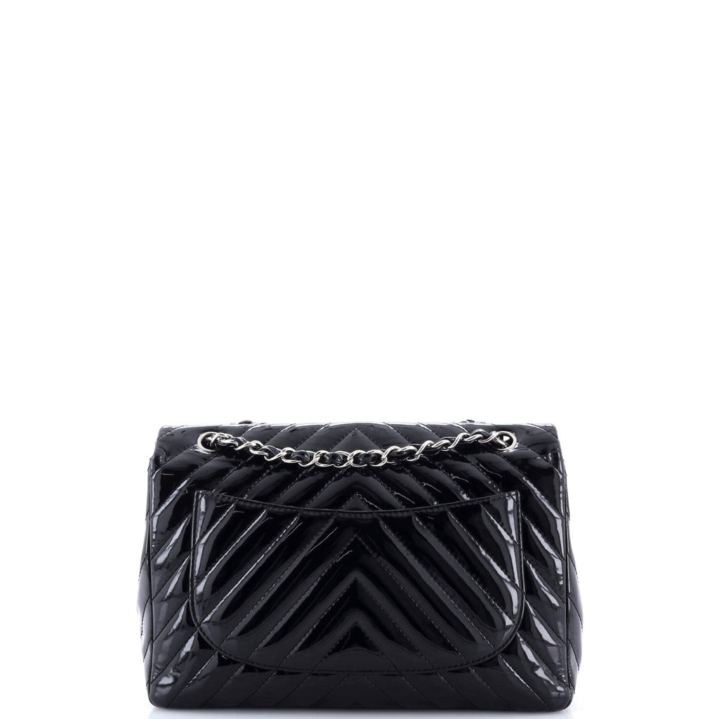 Classic Single Flap Bag Chevron Patent Jumbo