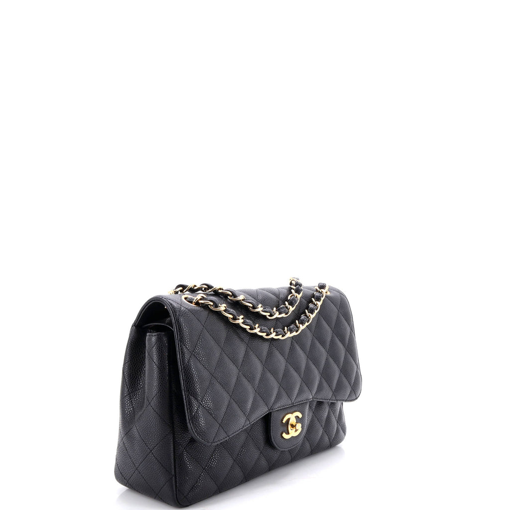Classic Double Flap Bag Quilted Caviar Jumbo