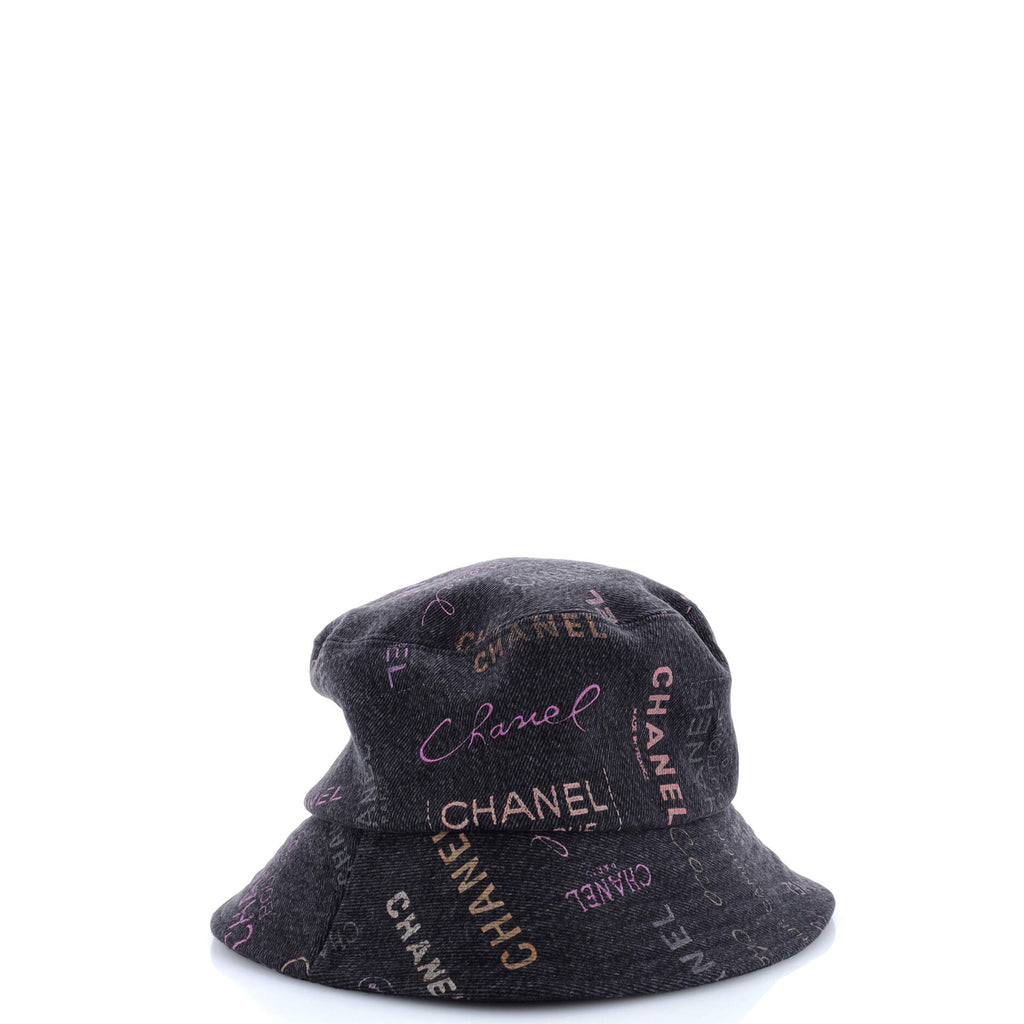Denim Mood Bucket Hat Logo Printed Denim