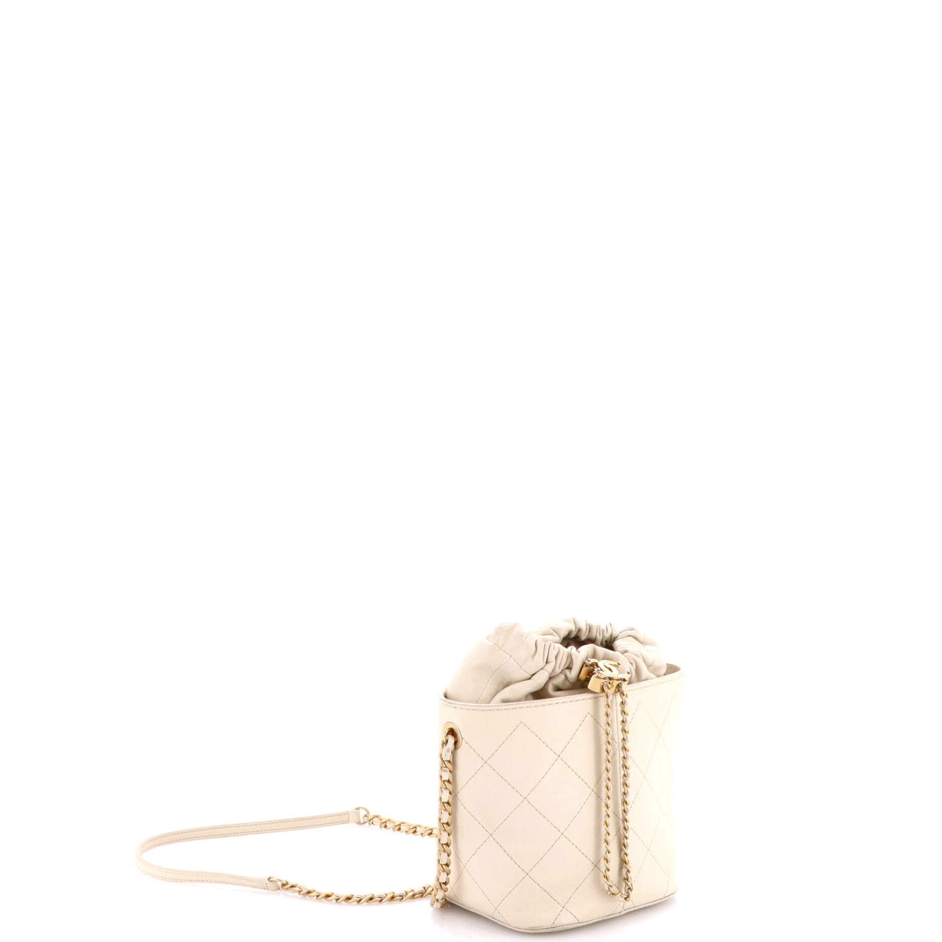 CC Drawstring Bucket Crossbody Bag Stitched Calfskin Medium