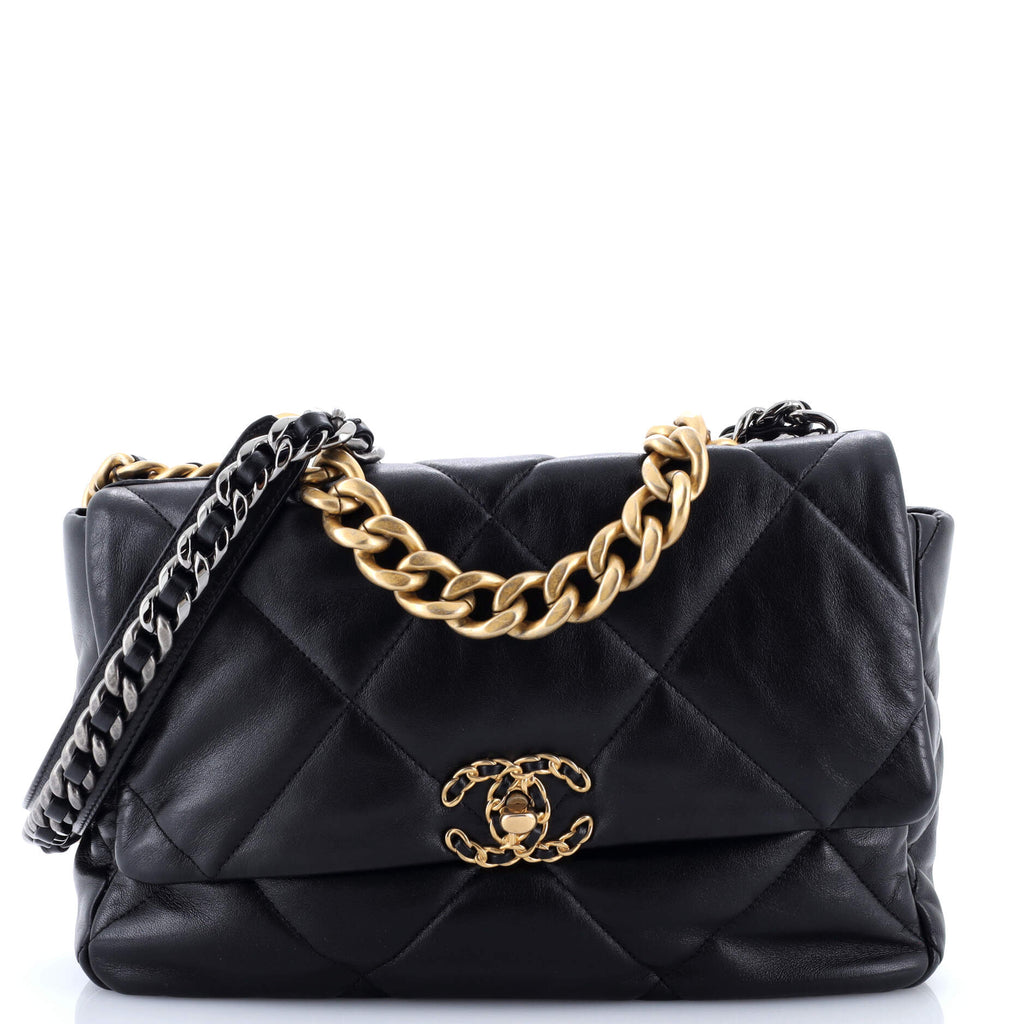 19 Flap Bag Quilted Leather Large