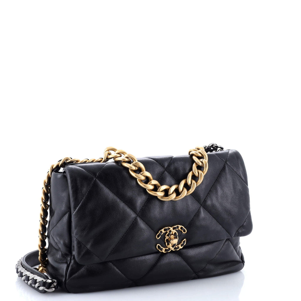 19 Flap Bag Quilted Leather Large