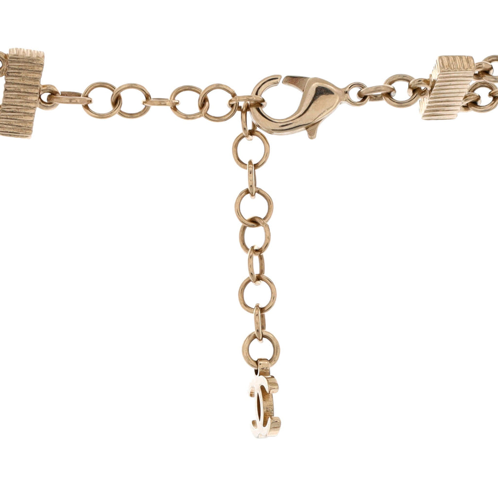 Multistrand CC Charms Necklace Metal with Faux Pearls, Beads and Crystals