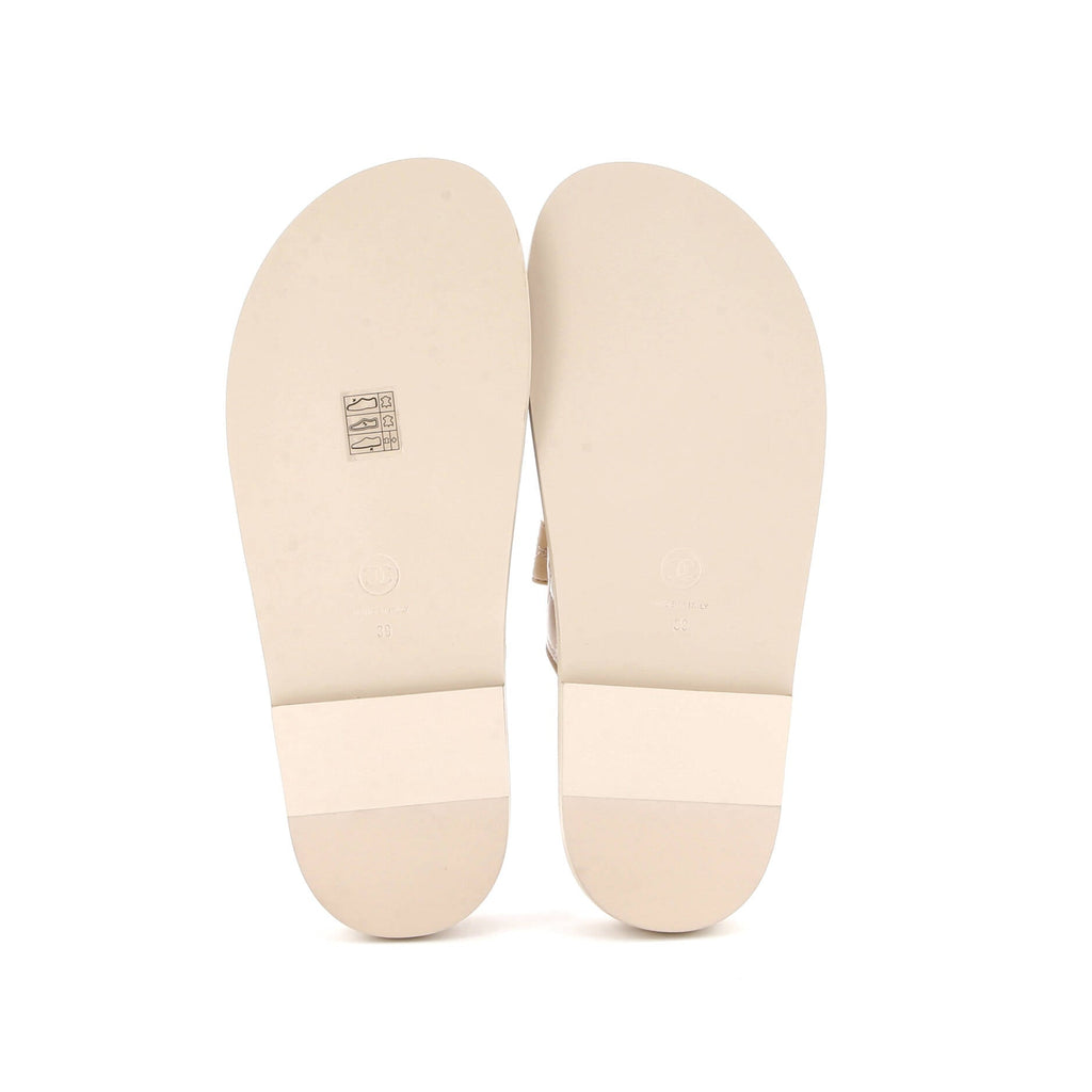 Women's Velcro Open Back Dad Sandals Quilted Shiny Calfskin