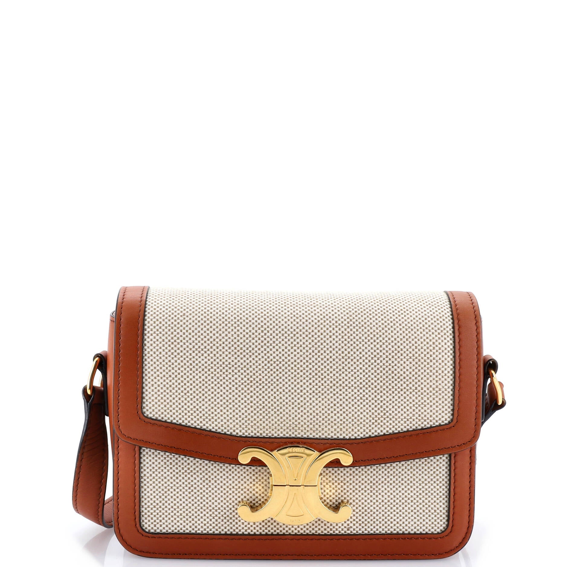 Triomphe Shoulder Bag Canvas with Leather Teen