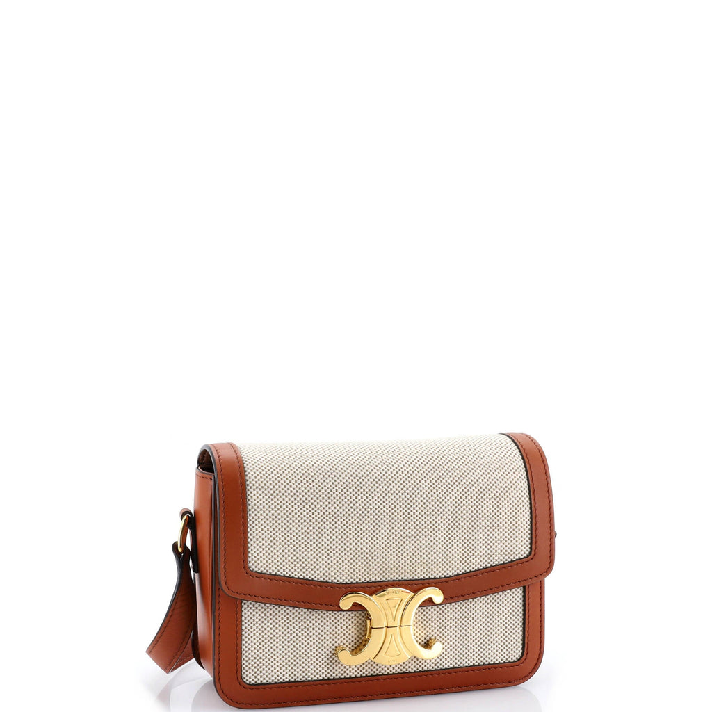 Triomphe Shoulder Bag Canvas with Leather Teen