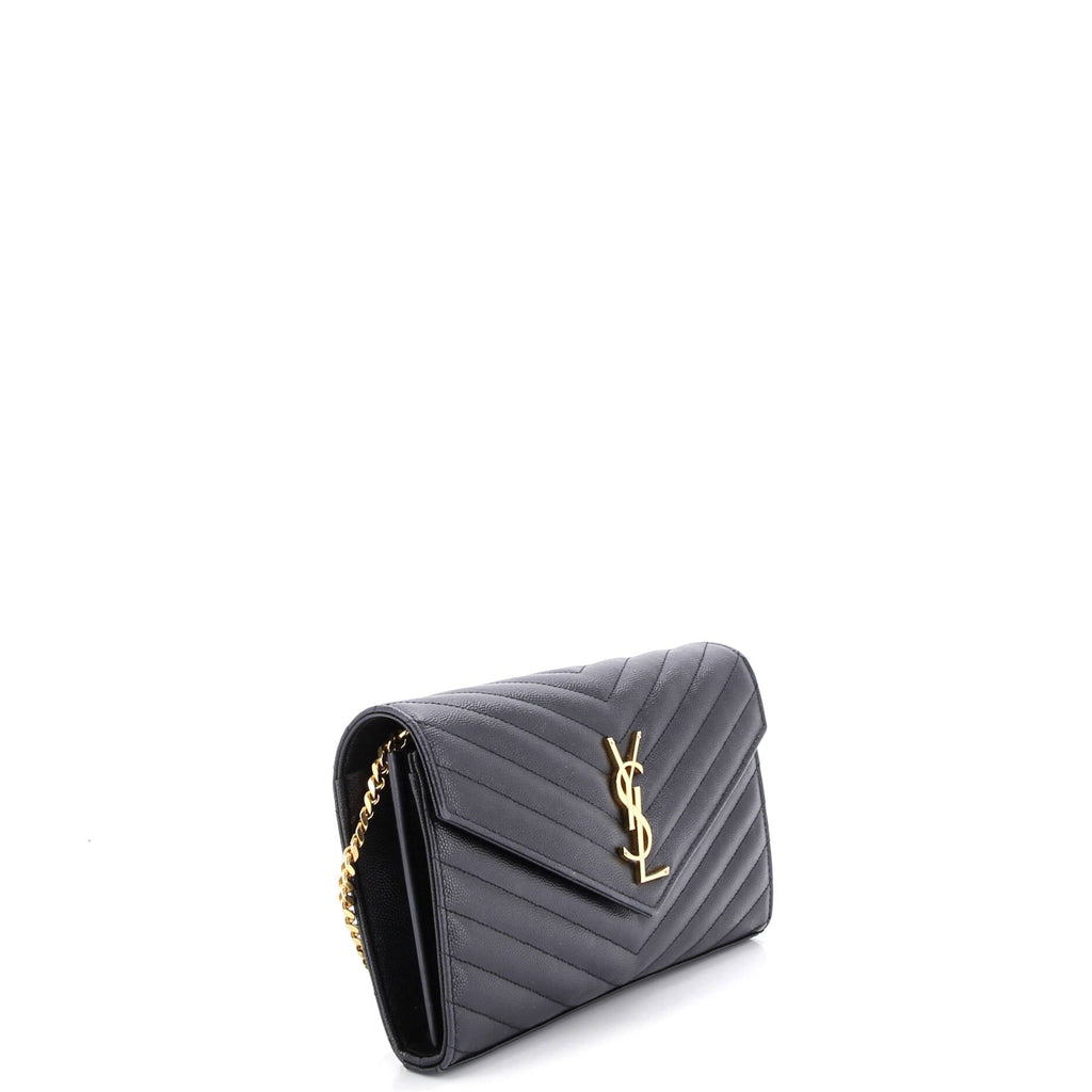 Classic Monogram Wallet on Chain Matelasse Chevron Leather Medium