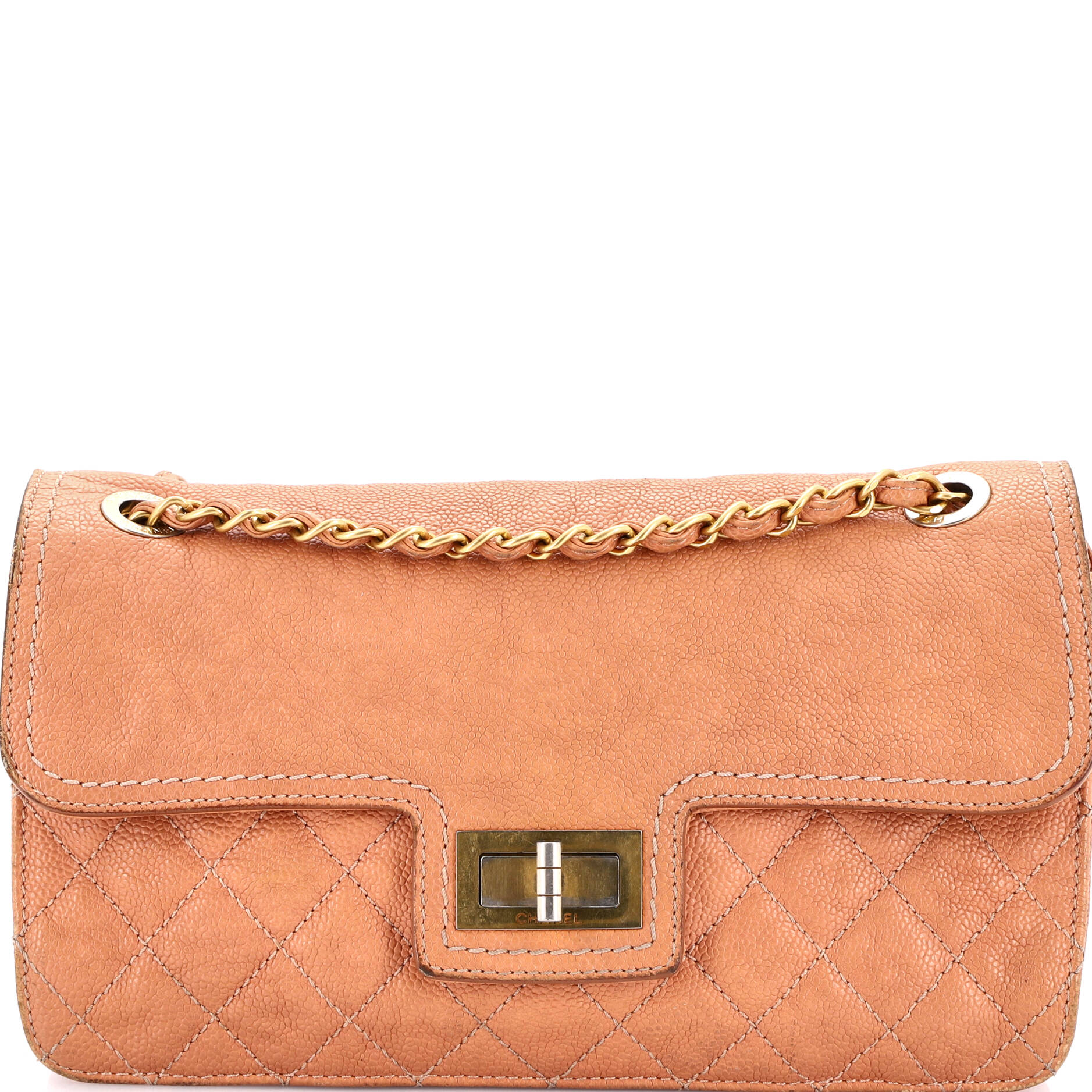 Mademoiselle Lock Flap Bag Quilted Caviar Medium