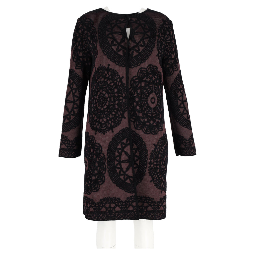 M Missoni Patterned Knit Short Coat in Brown Viscose