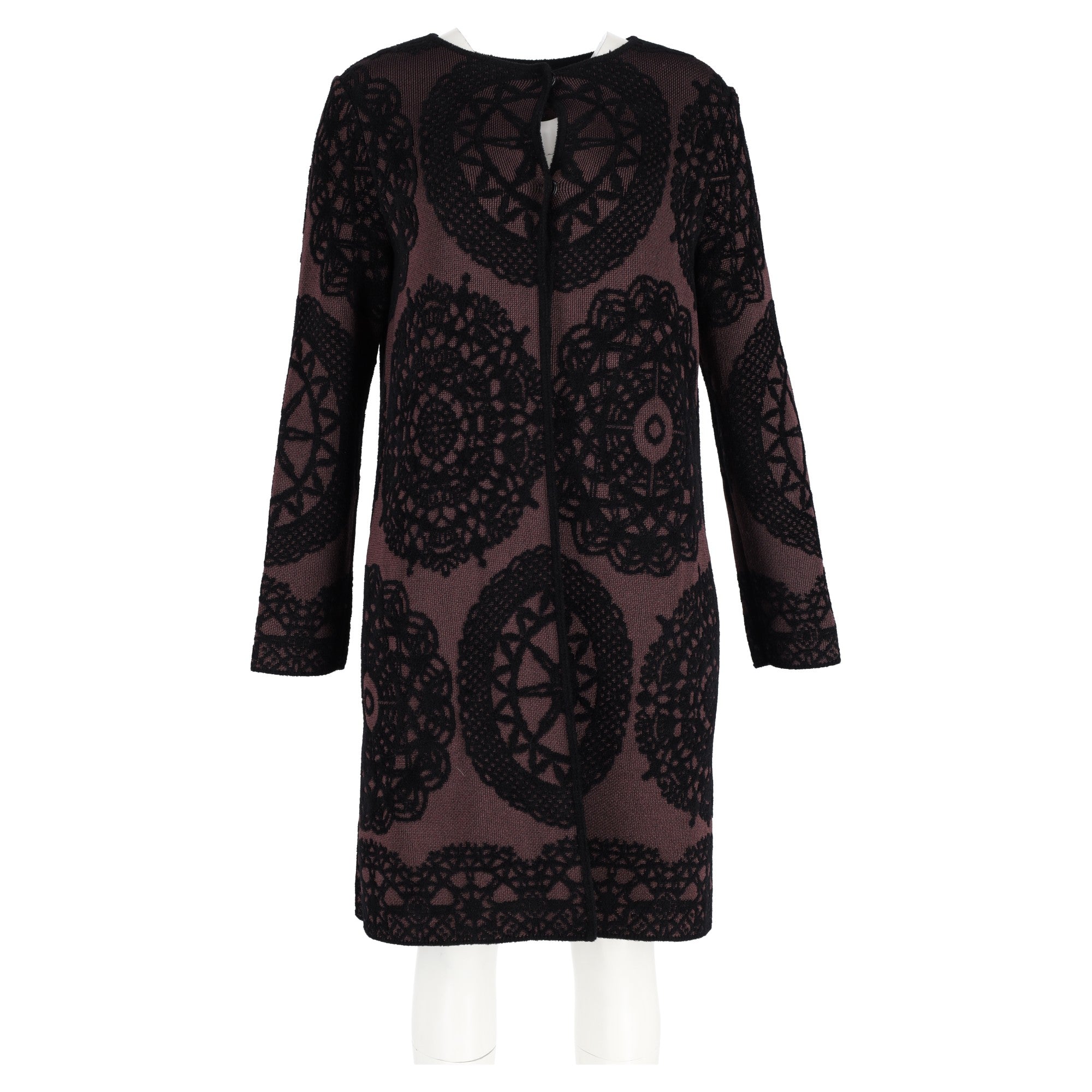 M Missoni Patterned Knit Short Coat in Brown Viscose