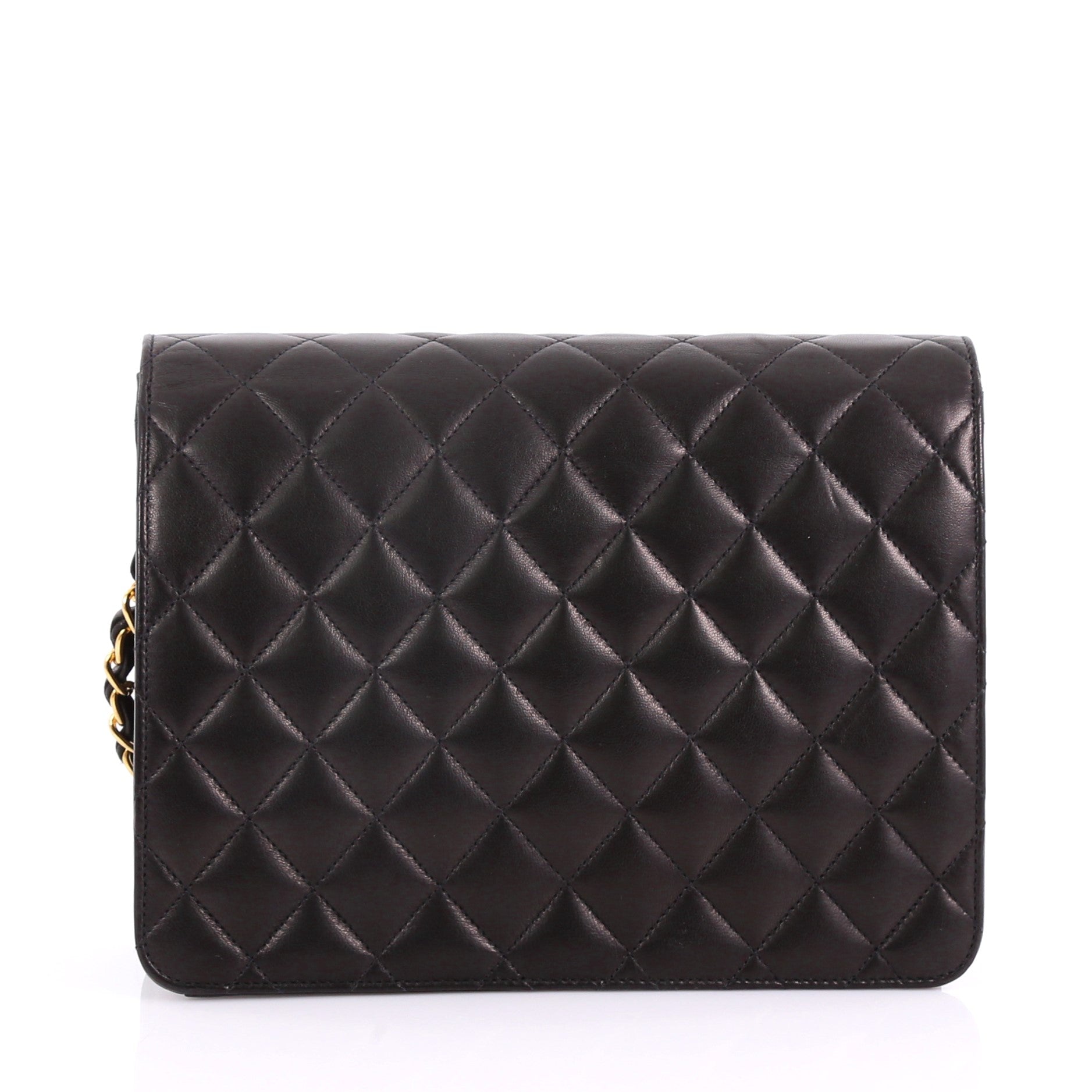 Vintage Clutch with Chain Quilted Leather Small