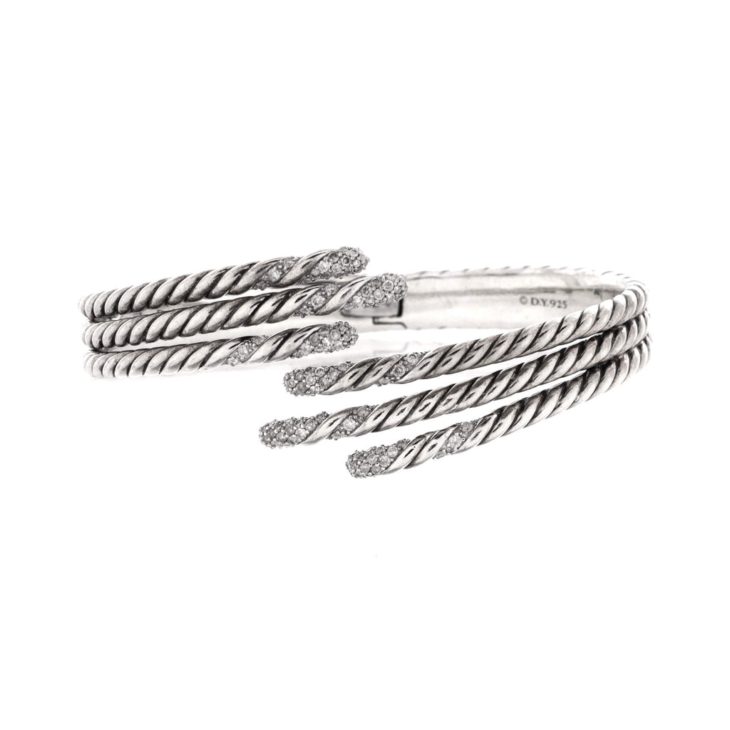 Three Row Open Willow Bracelet Sterling Silver with Diamonds