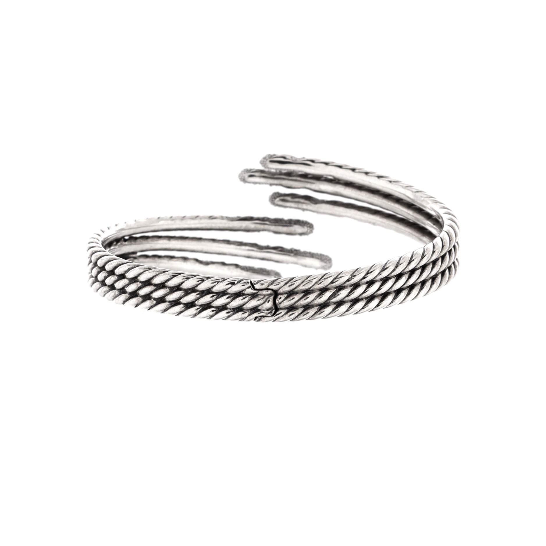 Three Row Open Willow Bracelet Sterling Silver with Diamonds