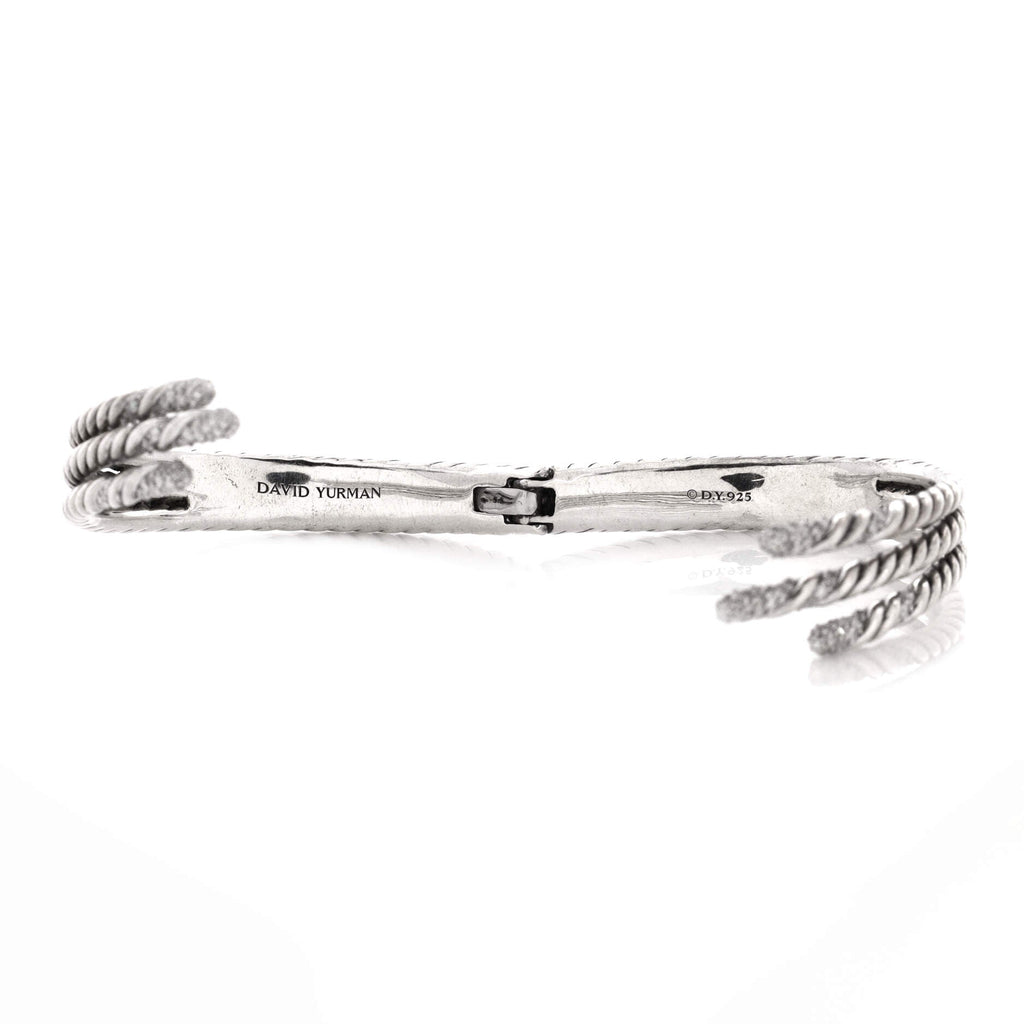 Three Row Open Willow Bracelet Sterling Silver with Diamonds