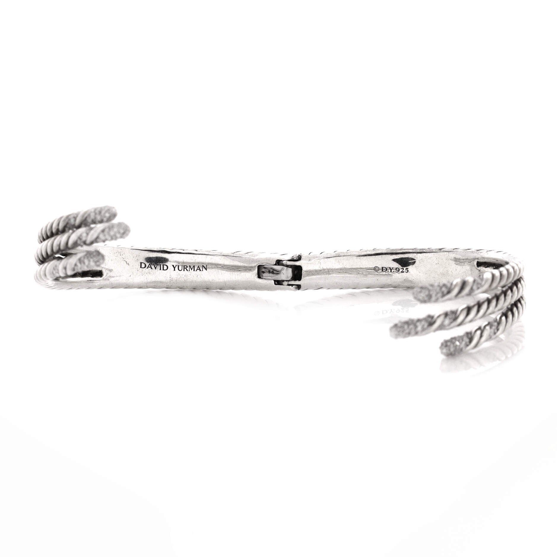 Three Row Open Willow Bracelet Sterling Silver with Diamonds
