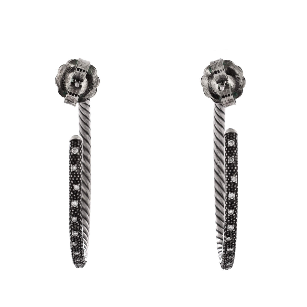 Midnight Melange Hoop Earrings Sterling Silver with Diamonds Large