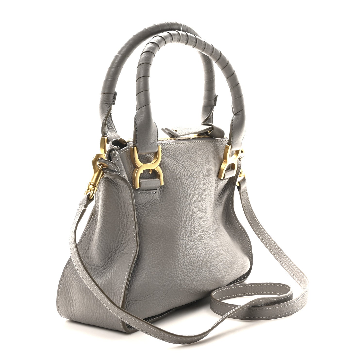 Calfskin Small Marcie Satchel Cashmere Grey