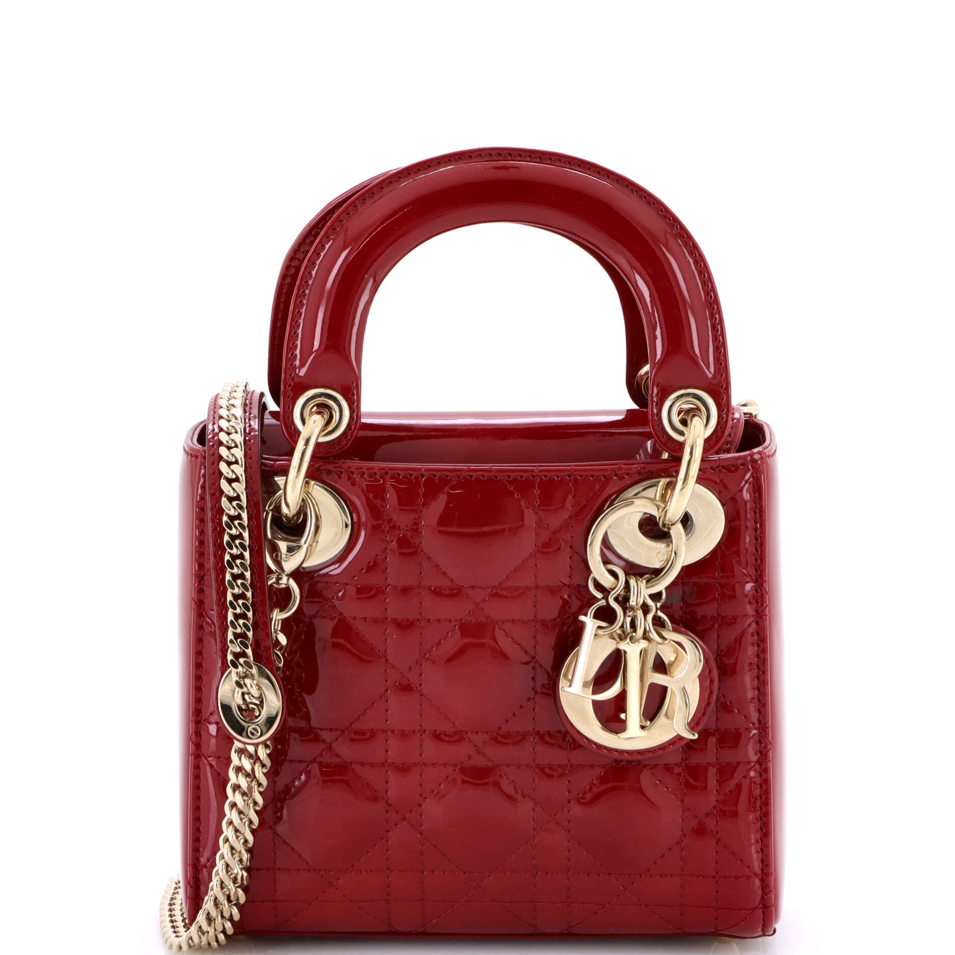 Lady Dior Chain Bag Cannage Quilt Patent Mini