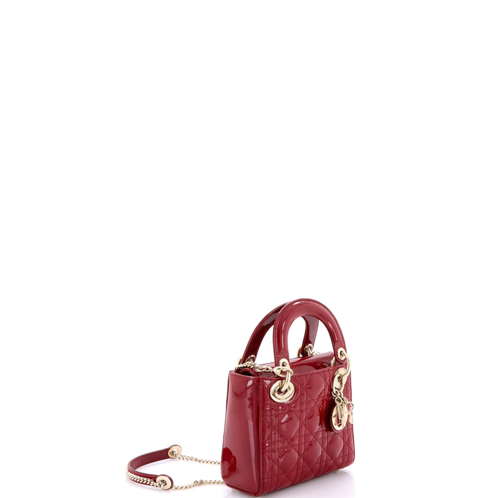 Lady Dior Chain Bag Cannage Quilt Patent Mini