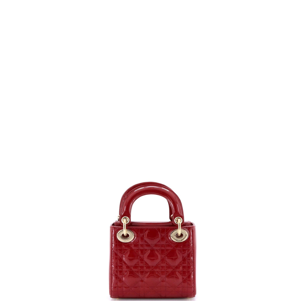 Lady Dior Chain Bag Cannage Quilt Patent Mini