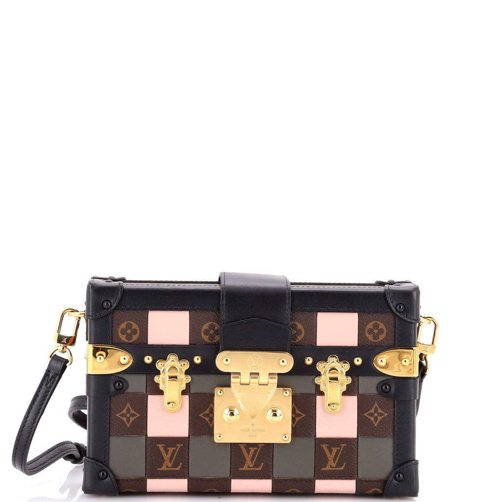 Petite Malle Handbag Damier Tressage Monogram Canvas and Leather