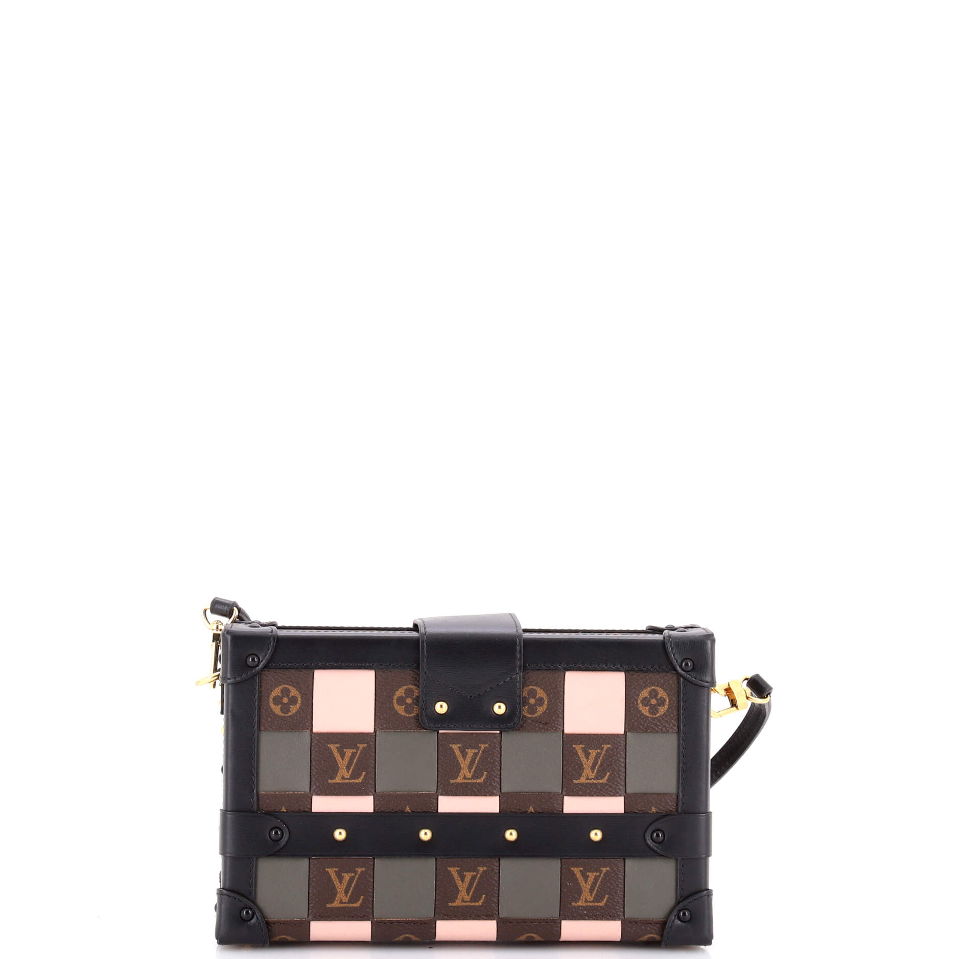 Petite Malle Handbag Damier Tressage Monogram Canvas and Leather