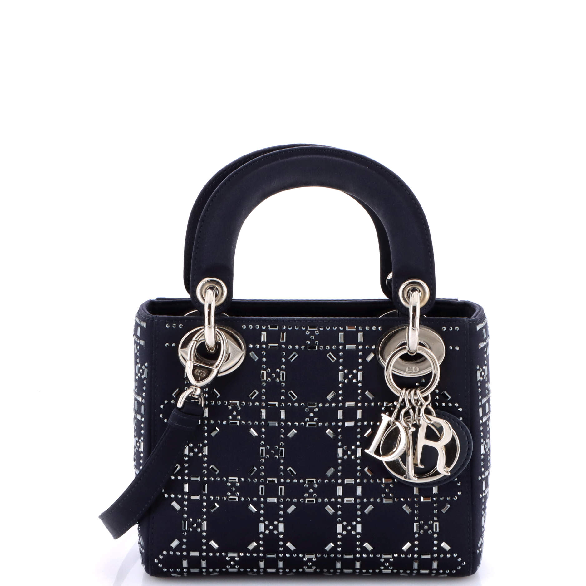 Lady Dior Bag Crystal Embellished Cannage Quilt Satin Mini