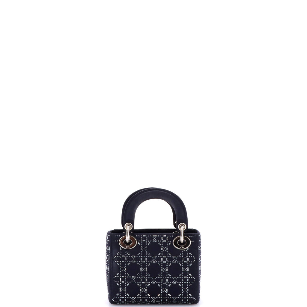 Lady Dior Bag Crystal Embellished Cannage Quilt Satin Mini