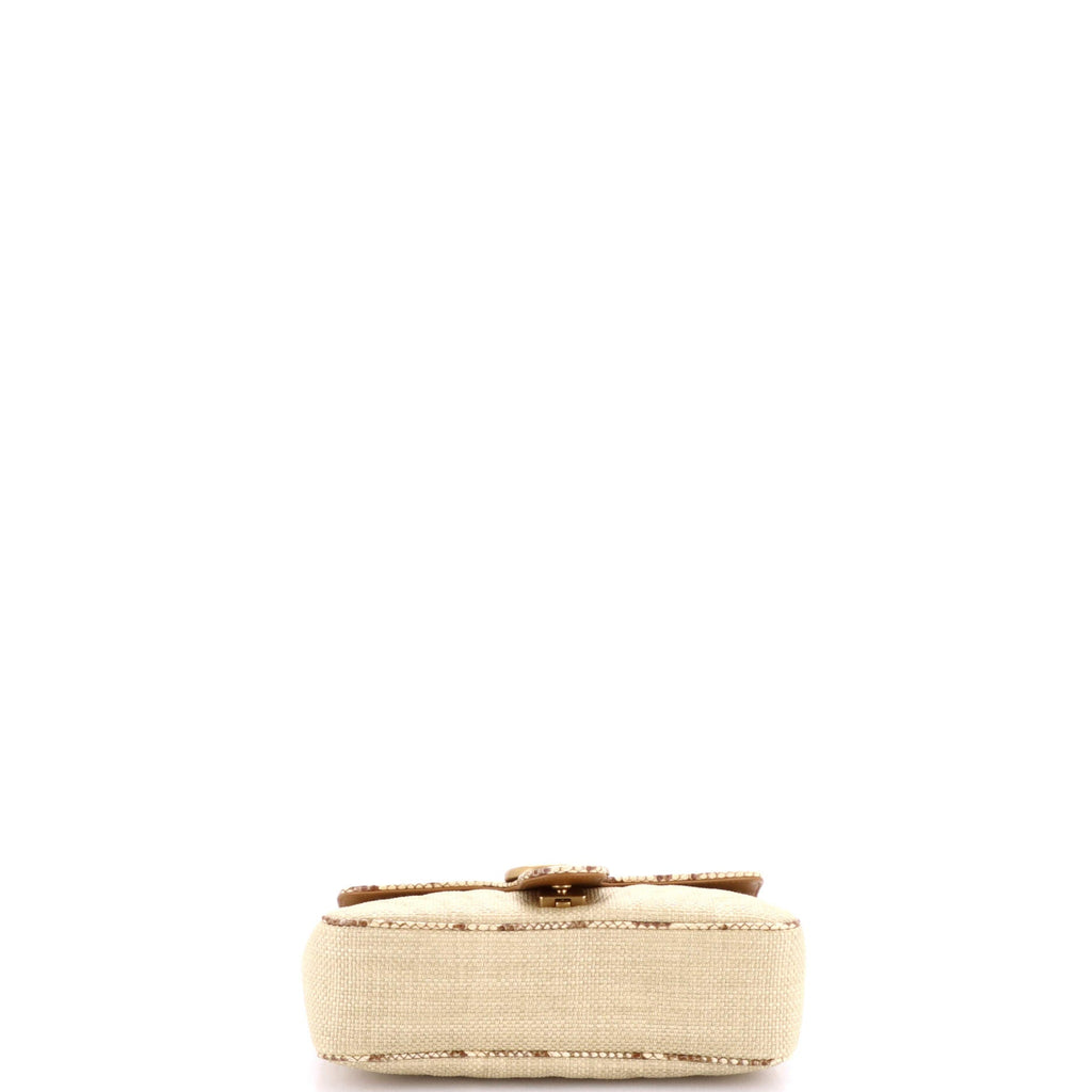 GG Marmont Flap Bag Matelasse Raffia with Snakeskin Small