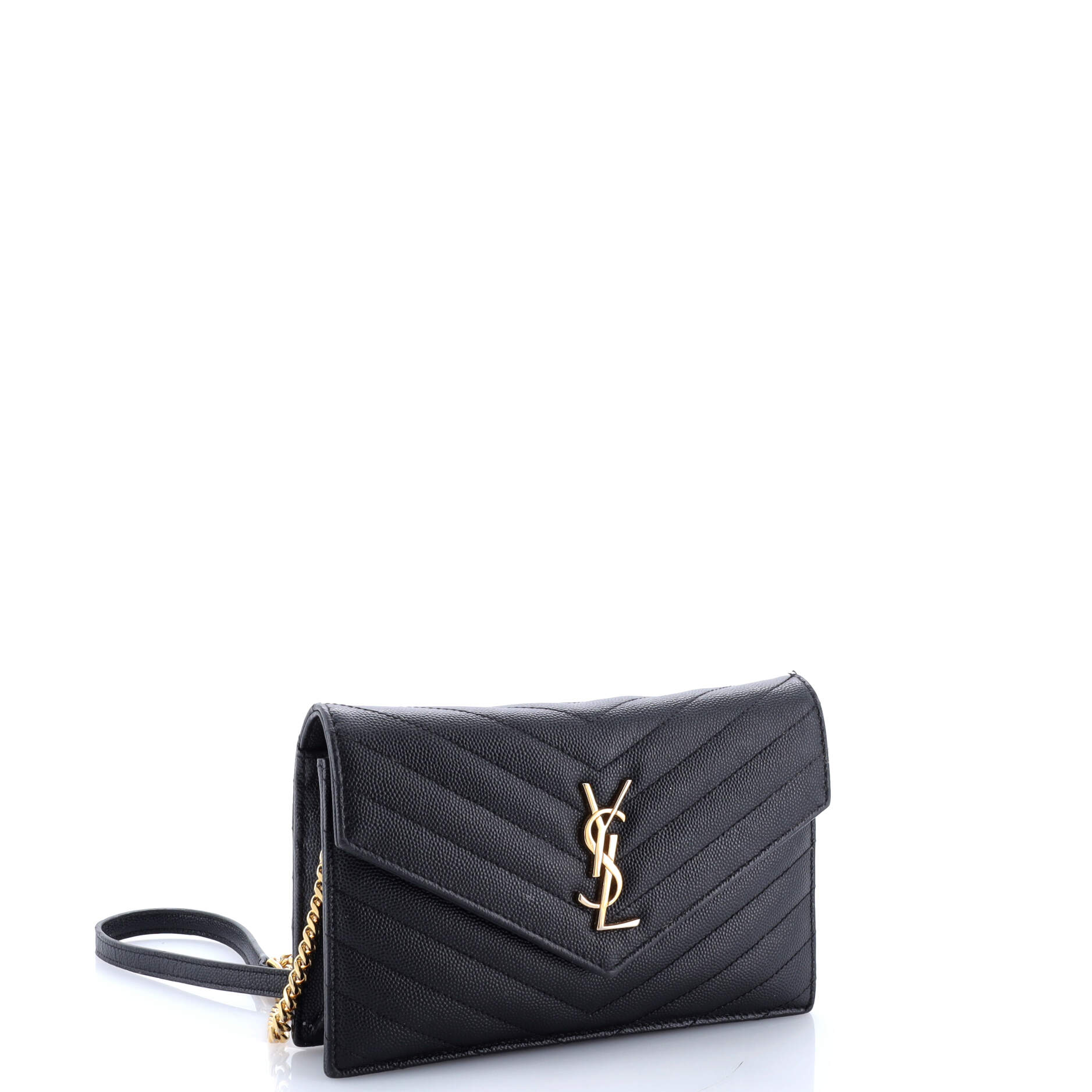 Classic Monogram Wallet on Chain Matelasse Chevron Leather Small