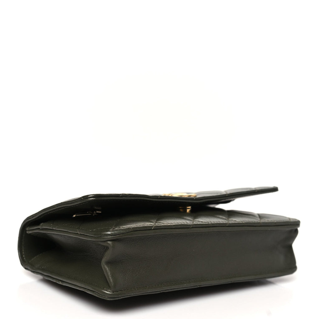 Lambskin Quilted Pick Me Up Wallet On Chain WOC Green