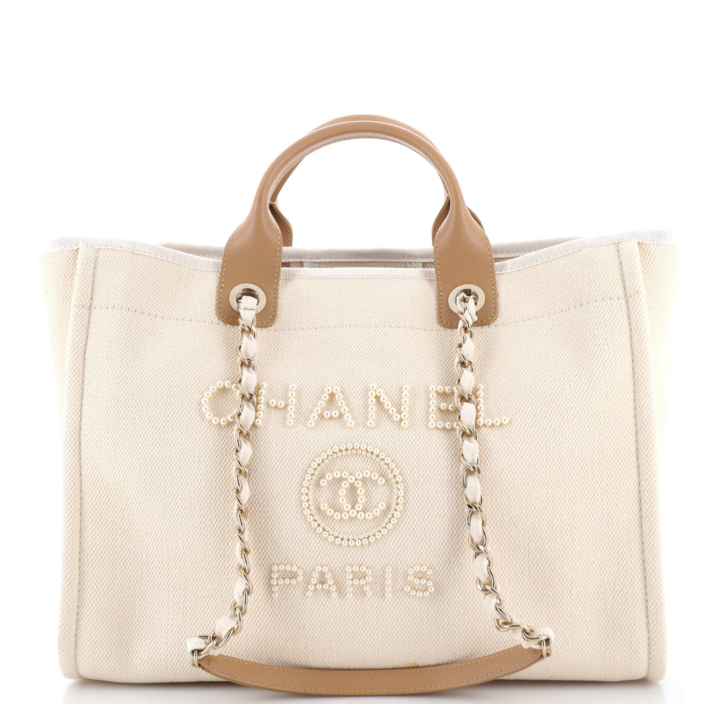 Deauville Tote Pearl Embellished Canvas Medium