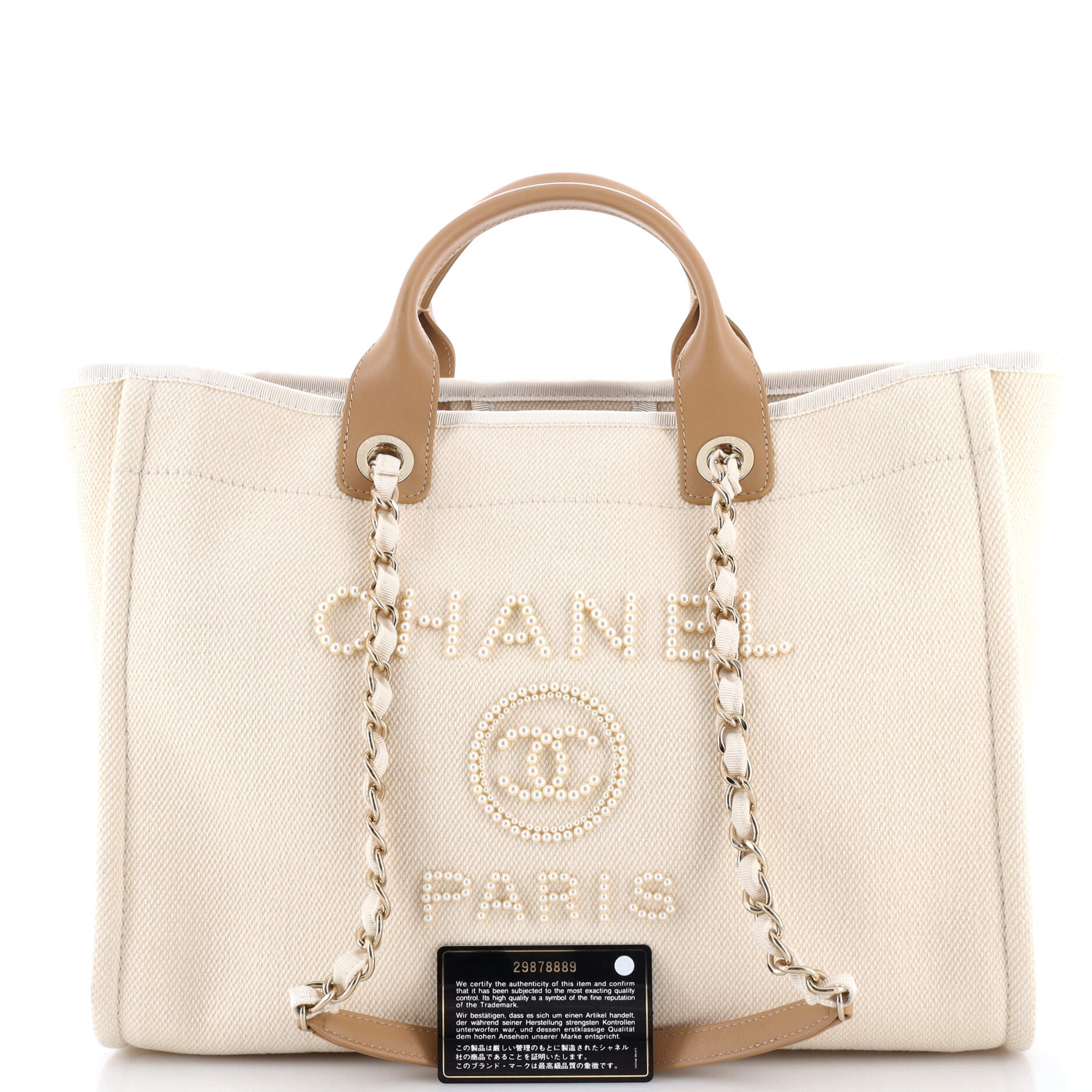 Deauville Tote Pearl Embellished Canvas Medium