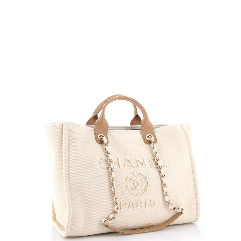Deauville Tote Pearl Embellished Canvas Medium