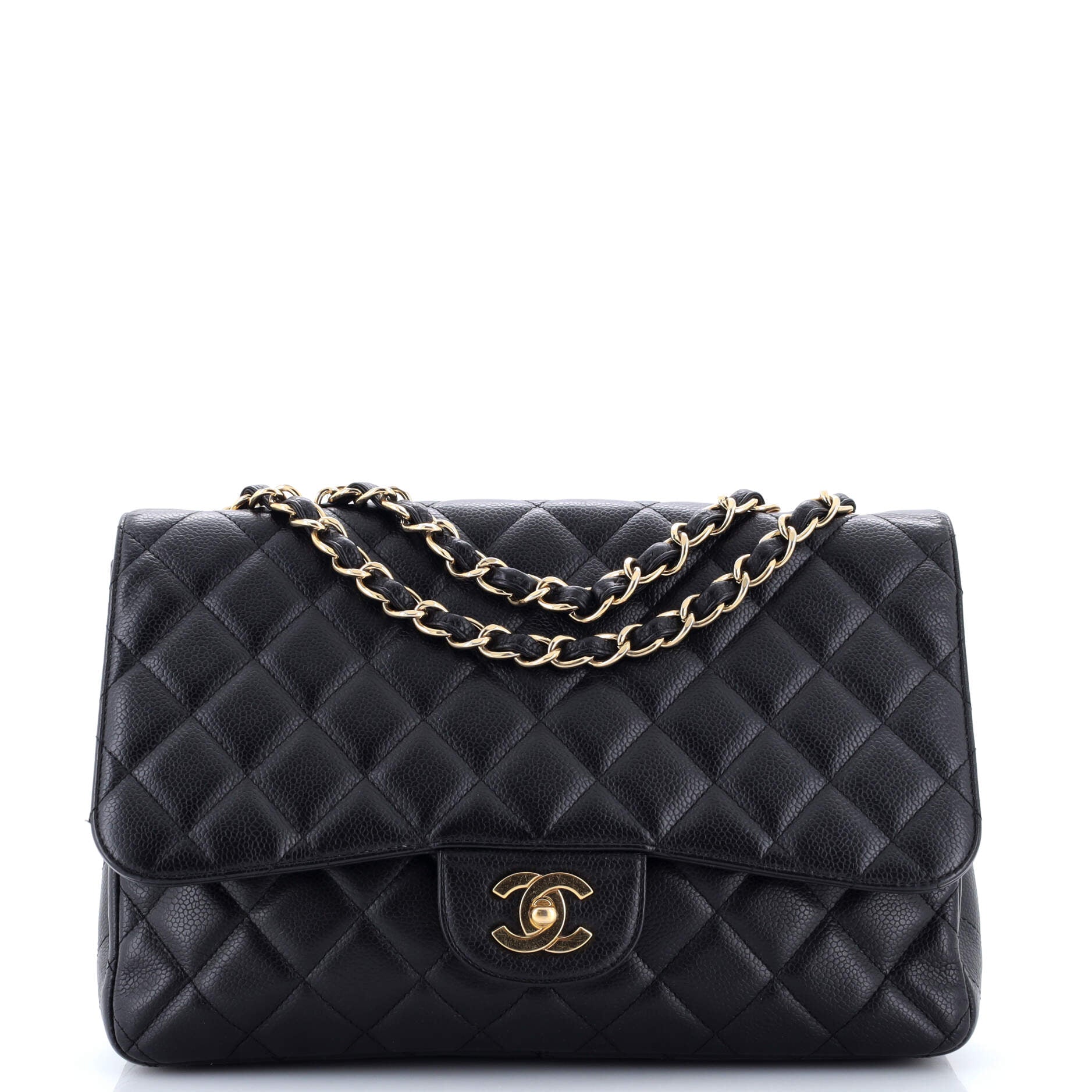 Classic Single Flap Bag Quilted Caviar Jumbo