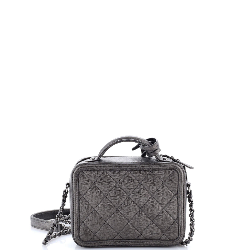 Filigree Vanity Case Quilted Caviar Small