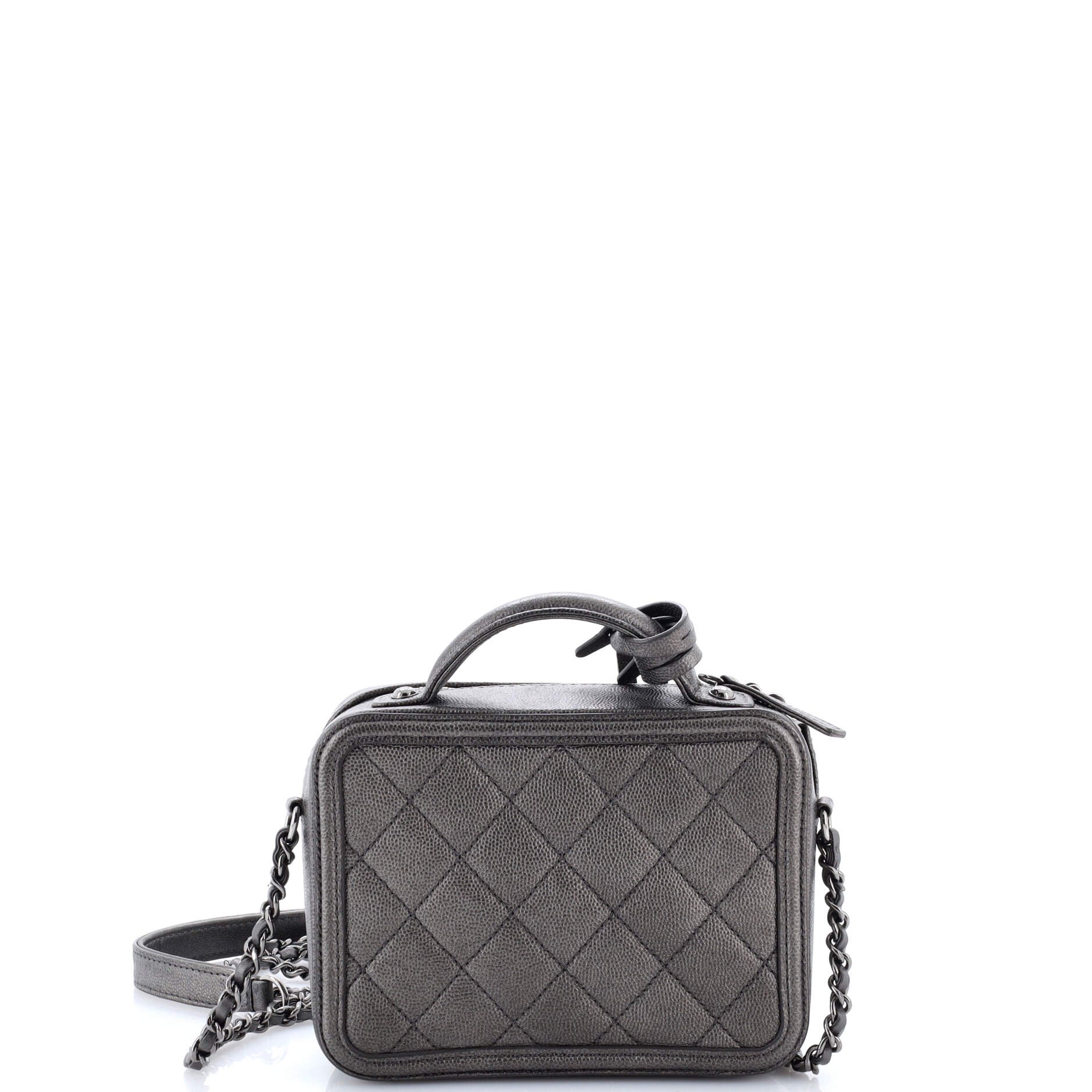 Filigree Vanity Case Quilted Caviar Small