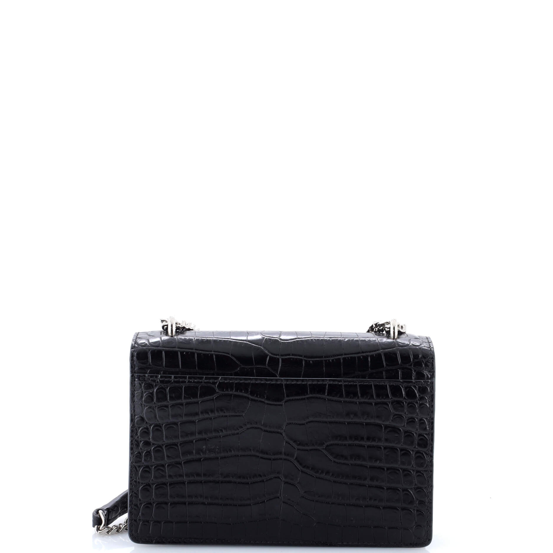 Sunset Chain Wallet Crocodile Embossed Leather